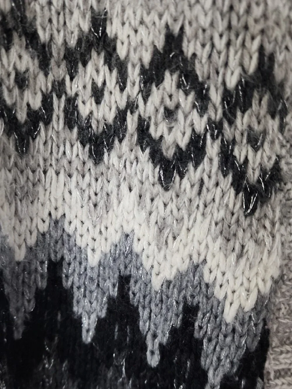American Eagle Outfitters Grey Fair Isle Open-Front Cardigan - Picture 3 of 6